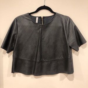 Pleather Blouse Sz M